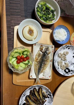 ♫小松菜のおひたしand鯵の開き♪-レシピのメイン写真