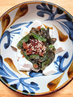 木綿豆腐にシシトウの味噌炒め乗せ-レシピのメイン写真