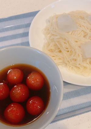 トマトの浅漬けが旨い、漬けトマトそうめん-レシピのメイン写真