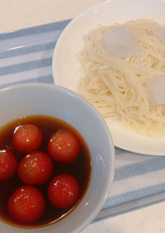 トマトの浅漬けが旨い、漬けトマトそうめん-レシピのメイン写真