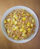100%押し麦のケチャップ味噌玉蜀黍麦飯