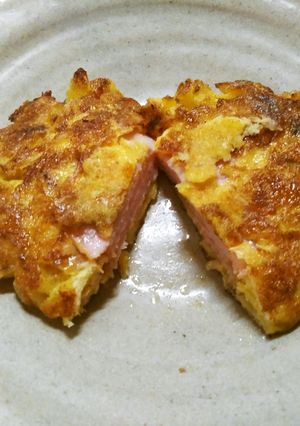 ハムのパン混ぜオム焼きピカタ風-レシピのメイン写真