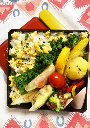 7/18 ﾖｯﾁｬﾝ三角春巻き弁当-レシピのメイン写真