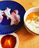 釣って来たシマアジとイサキを卵かけご飯で