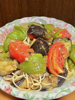 夏野菜たっぷりの冷製パスタ・梅干&大葉で-レシピのメイン写真