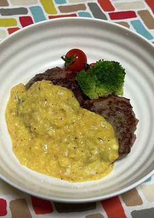 超簡単☆カルボナーラソースハンバーグ♪♪-レシピのメイン写真