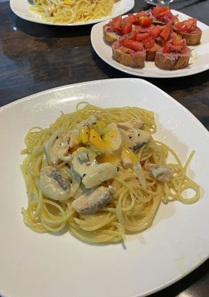 サーモンのクリームスパゲティ-レシピのメイン写真