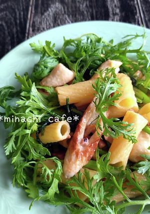 春菊香る塩辛パスタ-レシピのメイン写真