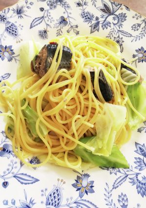 フライパンひとつでサバ缶ペペロンチーノ-レシピのメイン写真