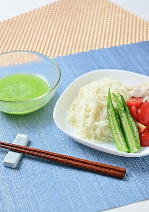 糖尿病の方にきゅうりだれ夏野菜そうめん-レシピのメイン写真