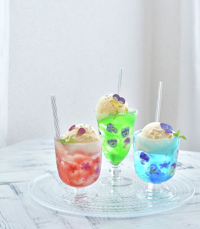 爽やかお花のゼリークリームソーダ by 花musubi 【クックパッド】 簡単
