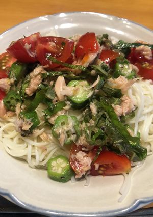 オクラとシーチキンのカッペリーニそうめん-レシピのメイン写真
