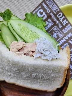 【家庭菜園】ツナじゃこきゅうりサンド!-レシピのメイン写真