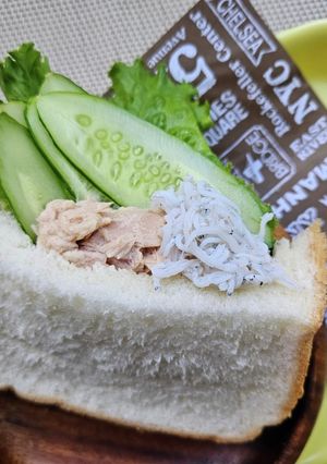 【家庭菜園】ツナじゃこきゅうりサンド！-レシピのメイン写真