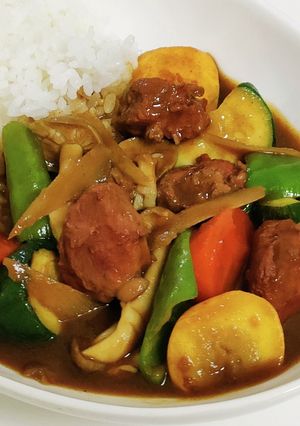 豚カシラの夏野菜カレー-レシピのメイン写真