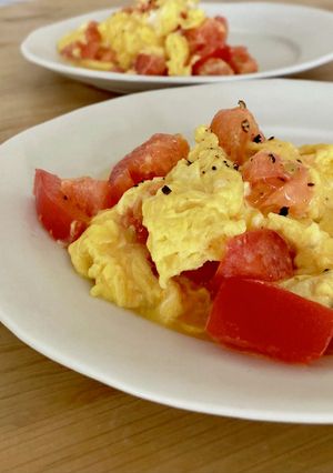 ふわふわ♪ トマトのスクランブルエッグ-レシピのメイン写真