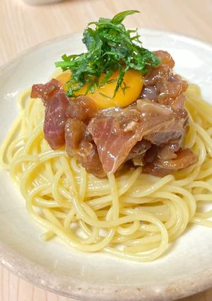 簡単美肌最強レシピ!マグロのたたきパスタ-レシピのメイン写真