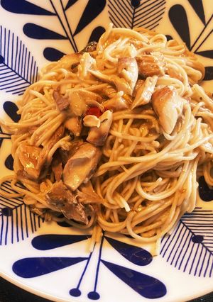 7割蕎麦で作るワンパンペペロンチーノ-レシピのメイン写真