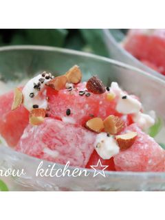 すいかとクリームチーズの蜂蜜生姜マリネ-レシピのメイン写真