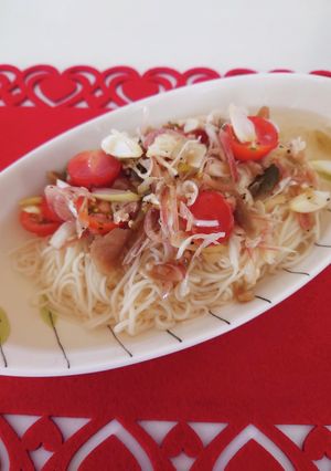 ザーサイと夏野菜のさっぱり素麺-レシピのメイン写真