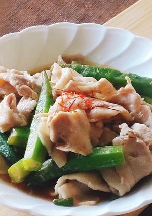暑い！昼飯★夕食★レンジ5分豚バラオクラ-レシピのメイン写真