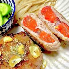 รูปของ 厚切りジューシートマトの豚肉巻き