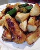 エリンギと長芋とオクラの揚げ焼き♪