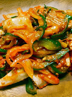 韓国風・鰹のハラモと野菜のピリ辛和え-レシピのメイン写真