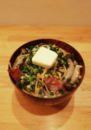 きのことベーコンのかんたん味噌汁パスタ-レシピのメイン写真