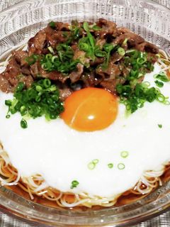 超簡単!冷やし焼き肉とろろそうめん!!-レシピのメイン写真