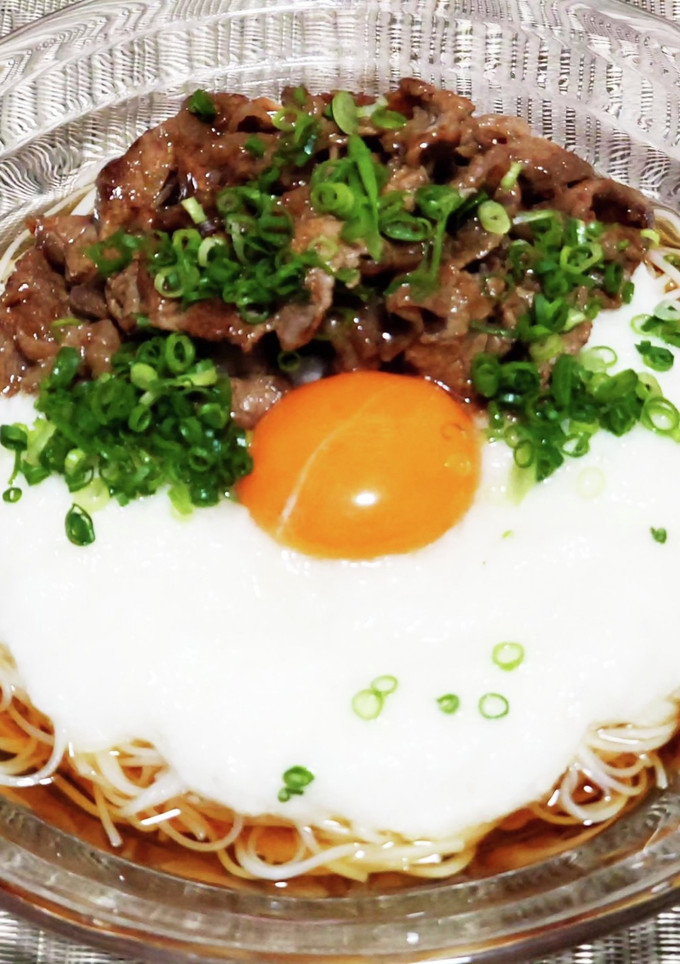 超簡単！冷やし焼き肉とろろそうめん！！-レシピのメイン写真