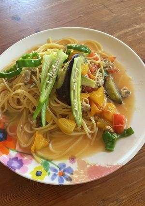 夏野菜とあさりのスパゲッティ-レシピのメイン写真