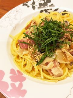 ベーコンときのこの和風クリームパスタ-レシピのメイン写真