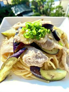 茄子と豚肉の、生姜焼きパスタ-レシピのメイン写真