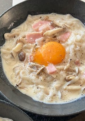 糖質0麺カルボナーラ(糸こんにゃくでも)-レシピのメイン写真