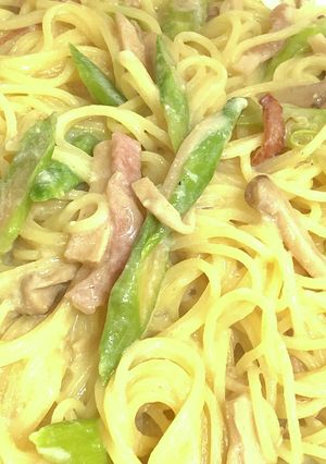 アスパラとベーコンの米粉でクリームパスタ-レシピのメイン写真