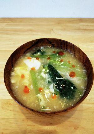 小松菜と卵のかんたん味噌汁-レシピのメイン写真