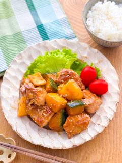 鶏肉とかぼじゃがのオイバター照り焼き♡-レシピのメイン写真