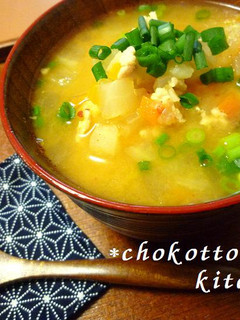 野菜たっぷり♡キムチ味噌汁-レシピのメイン写真