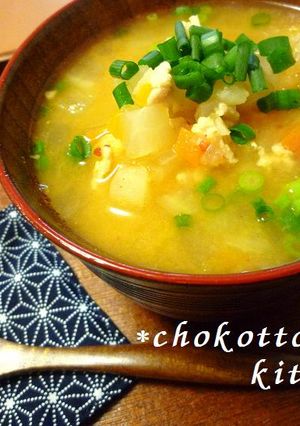 野菜たっぷり♡キムチ味噌汁-レシピのメイン写真