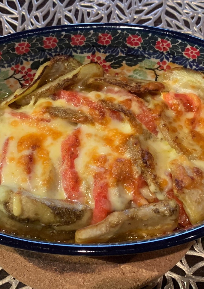 こんがりチーズのナスとトマトの重ね焼き-レシピのメイン写真
