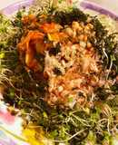 キムチ豆腐納豆の海苔鰹サラダ