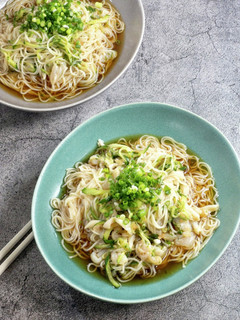 つぶ貝ときゅうりのさっぱり梅そうめん-レシピのメイン写真