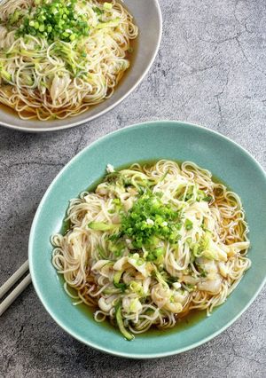 つぶ貝ときゅうりのさっぱり梅そうめん-レシピのメイン写真
