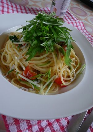 しらす・トマト・水菜のスパゲティー(温)-レシピのメイン写真