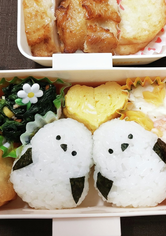 仲良し首まげシマエナガ弁当☆キャラ弁-レシピのメイン写真