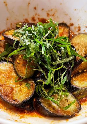 茄子のピリ辛焼き。すり胡麻と紫蘇で！-レシピのメイン写真