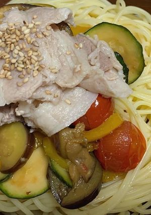 豚肉と夏野菜のマリネパスタ-レシピのメイン写真
