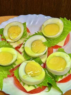 大葉でゆで卵とトマトのカプレーゼ風-レシピのメイン写真
