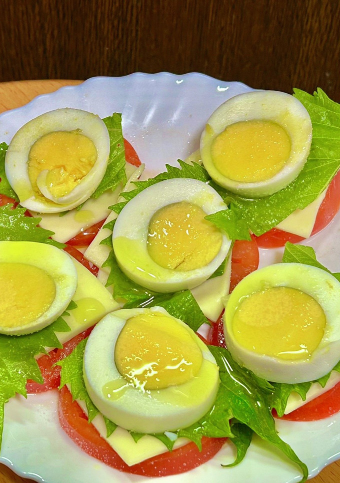 大葉でゆで卵とトマトのカプレーゼ風-レシピのメイン写真